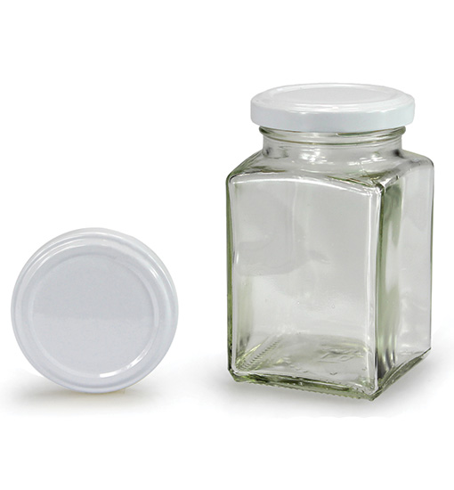 Tarro cuadrado con tapa blanca 260 ml (TO 58)
