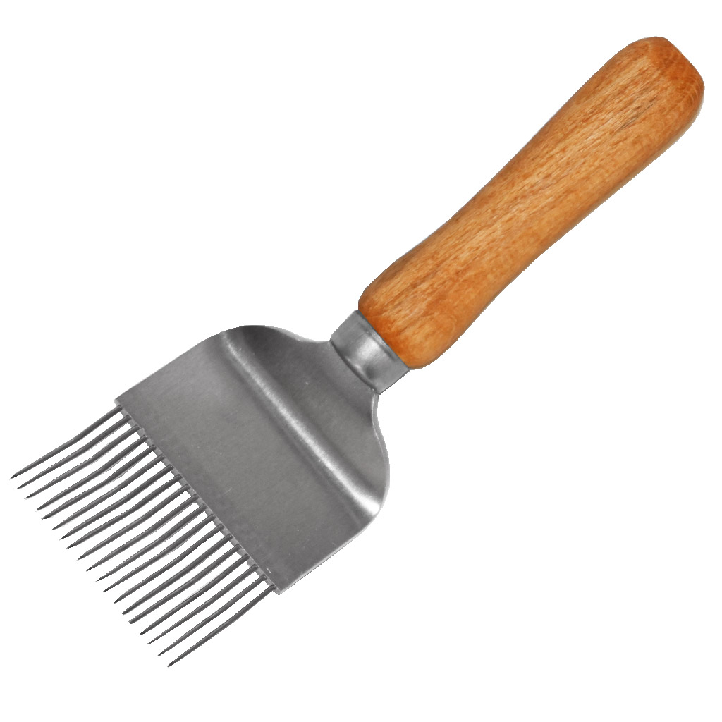 Tenedor de desoperculado - mango de madera - 19 agujas