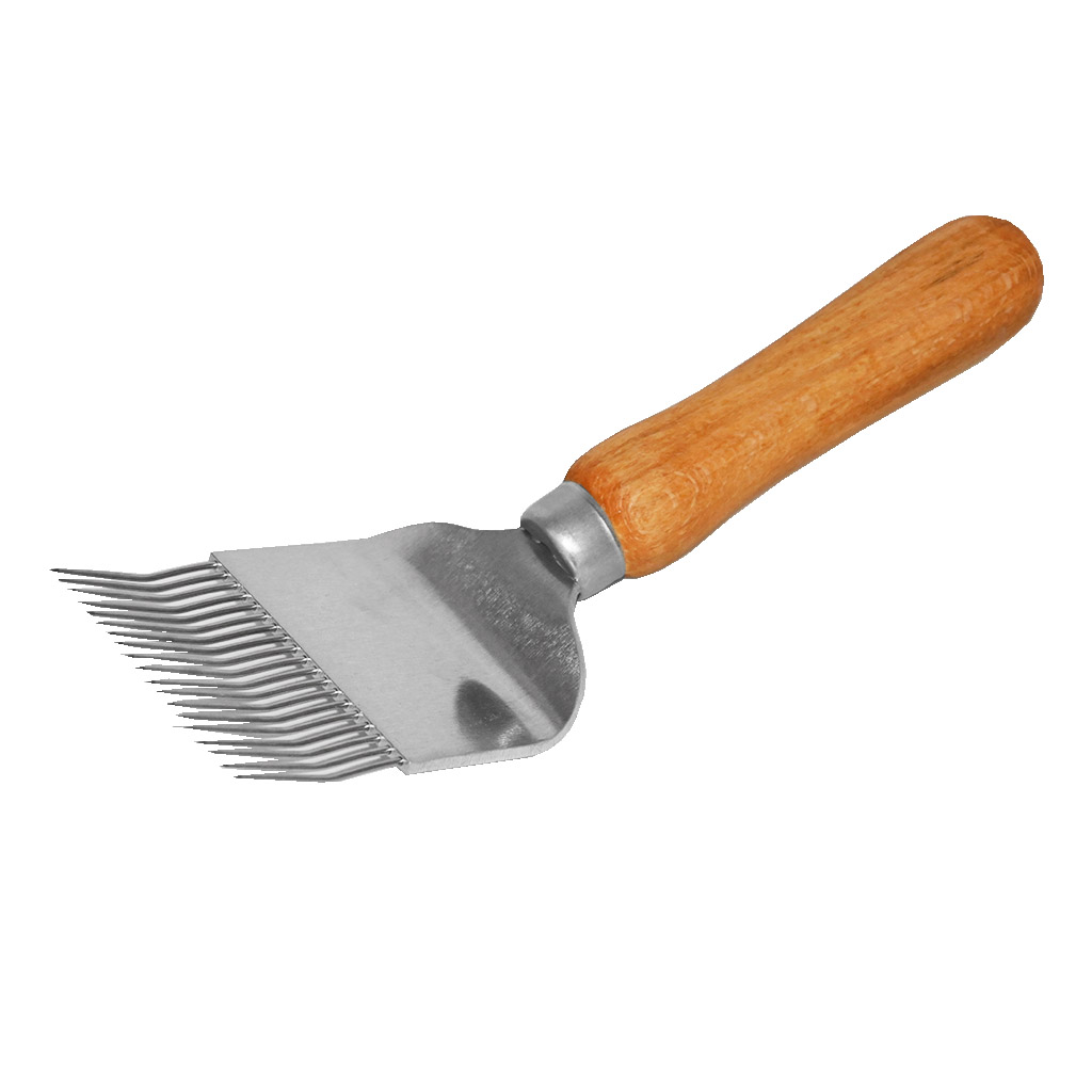 Tenedor de desoperculado - mango de madera - 19 agujas