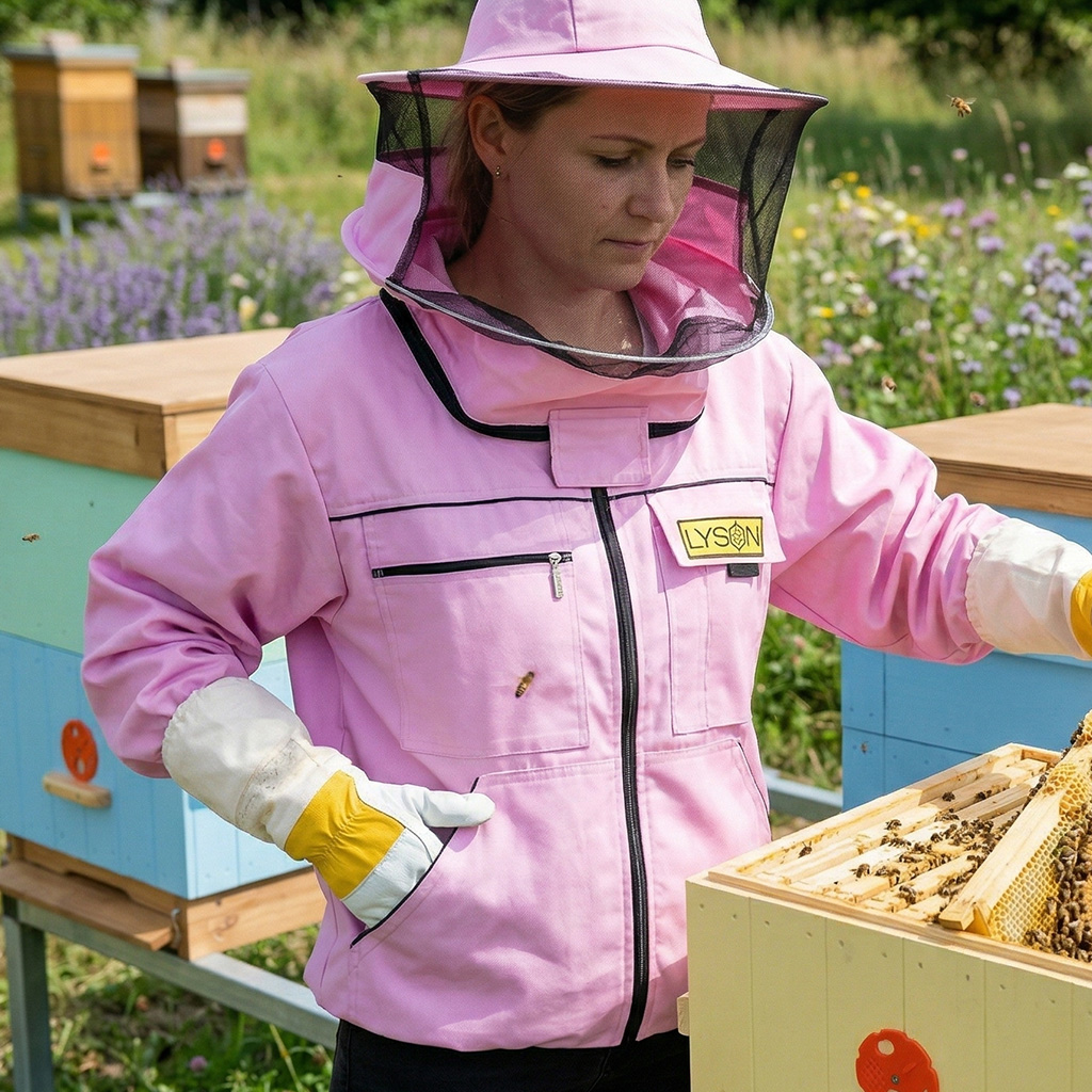Chaqueta apícola con sombrero - violeta - Lysoň, talla: S-XXL