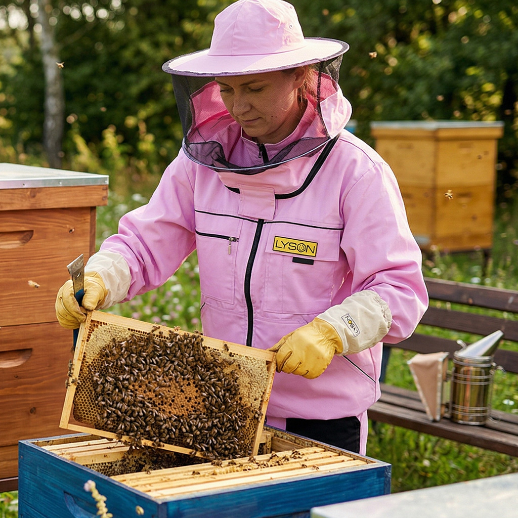Chaqueta apícola con sombrero - violeta - Lysoň, talla: S-XXL