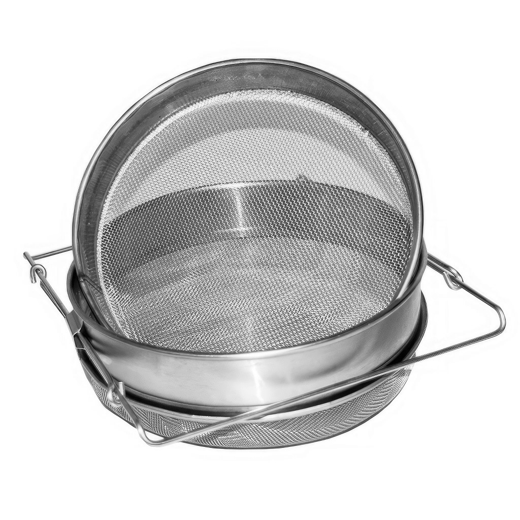 Colador (tamiz) doble inoxidable 24 cm con asas