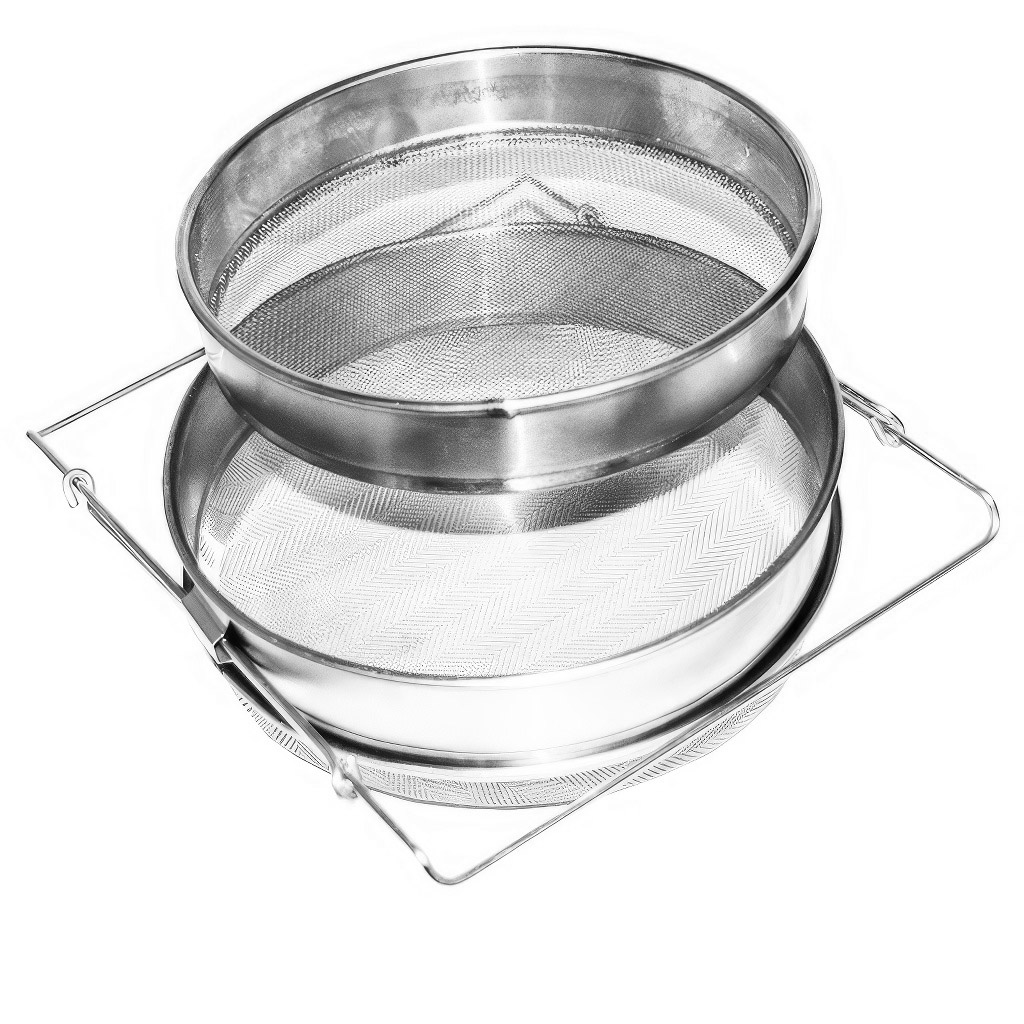 Colador (tamiz) doble inoxidable 24 cm con asas