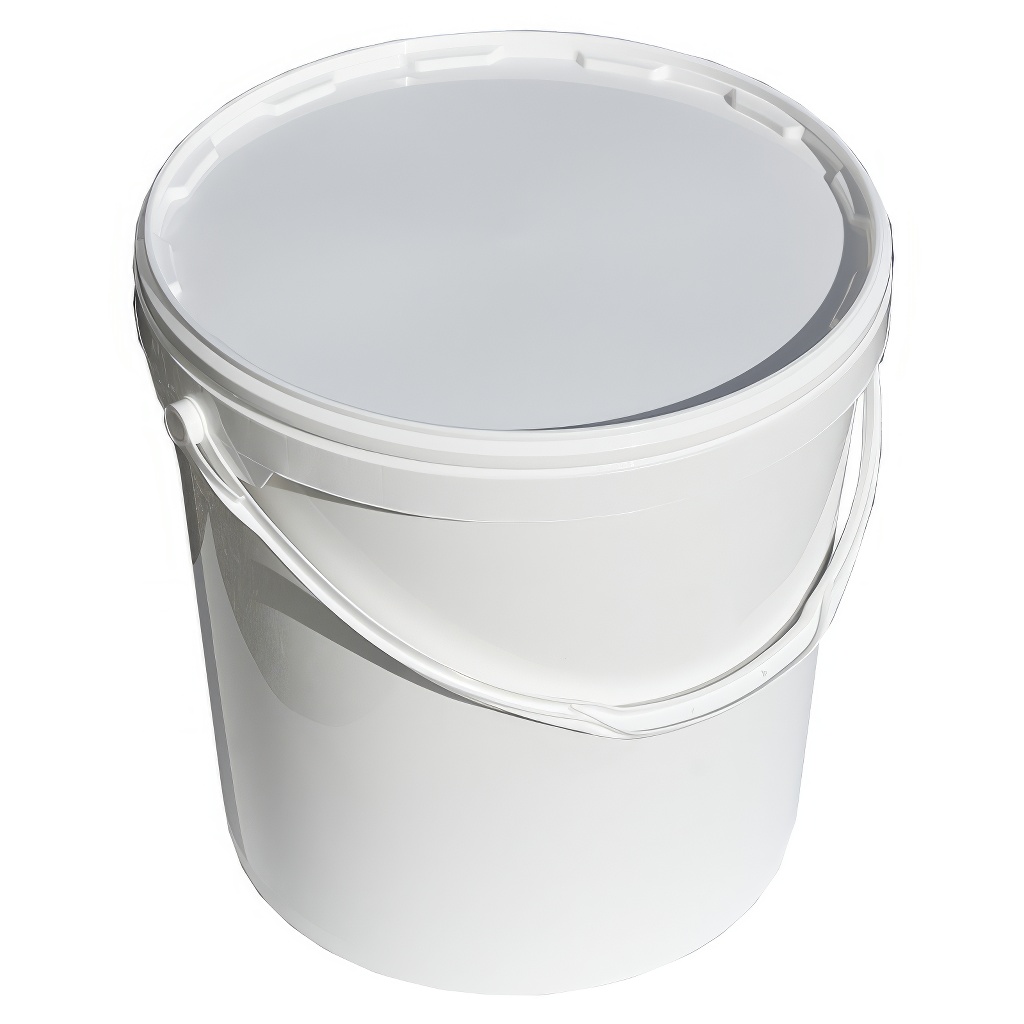 Envase de plástico blanco para miel de 25 kg