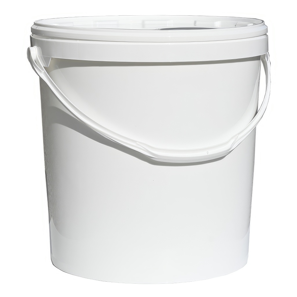 Envase de plástico blanco para miel de 25 kg