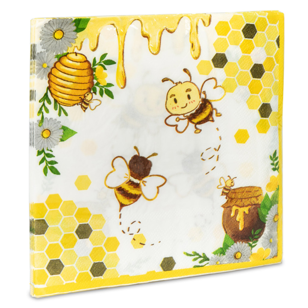 Servilletas de papel Abeja con miel y panal - 20 piezas