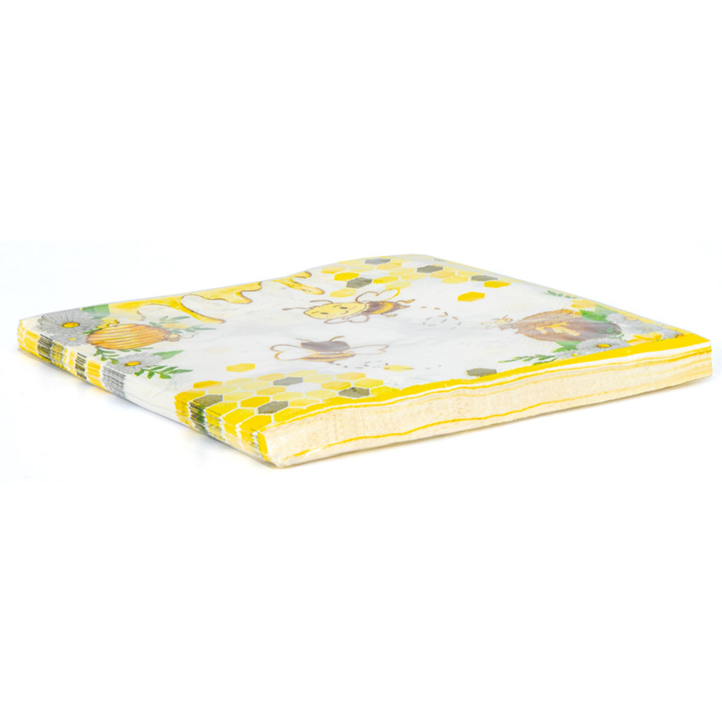 Servilletas de papel Abeja con miel y panal - 20 piezas