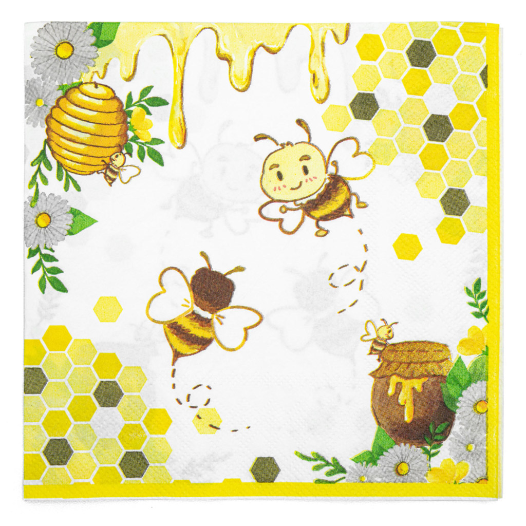 Servilletas de papel Abeja con miel y panal - 20 piezas