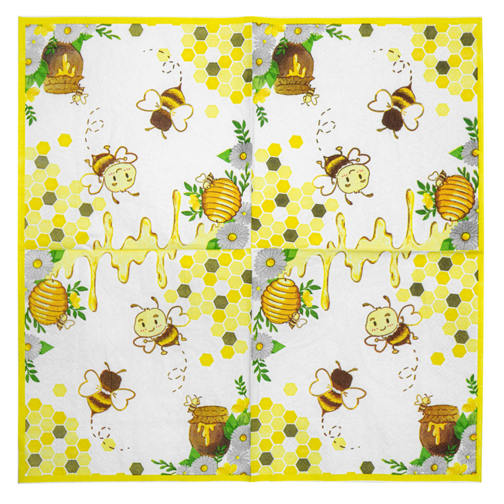 Servilletas de papel Abeja con miel y panal - 20 piezas