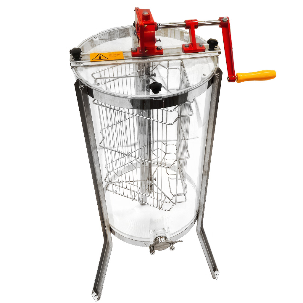 Extractor de miel Mellarius ProLine transparente 3 cuadros manual con manivela grande P40