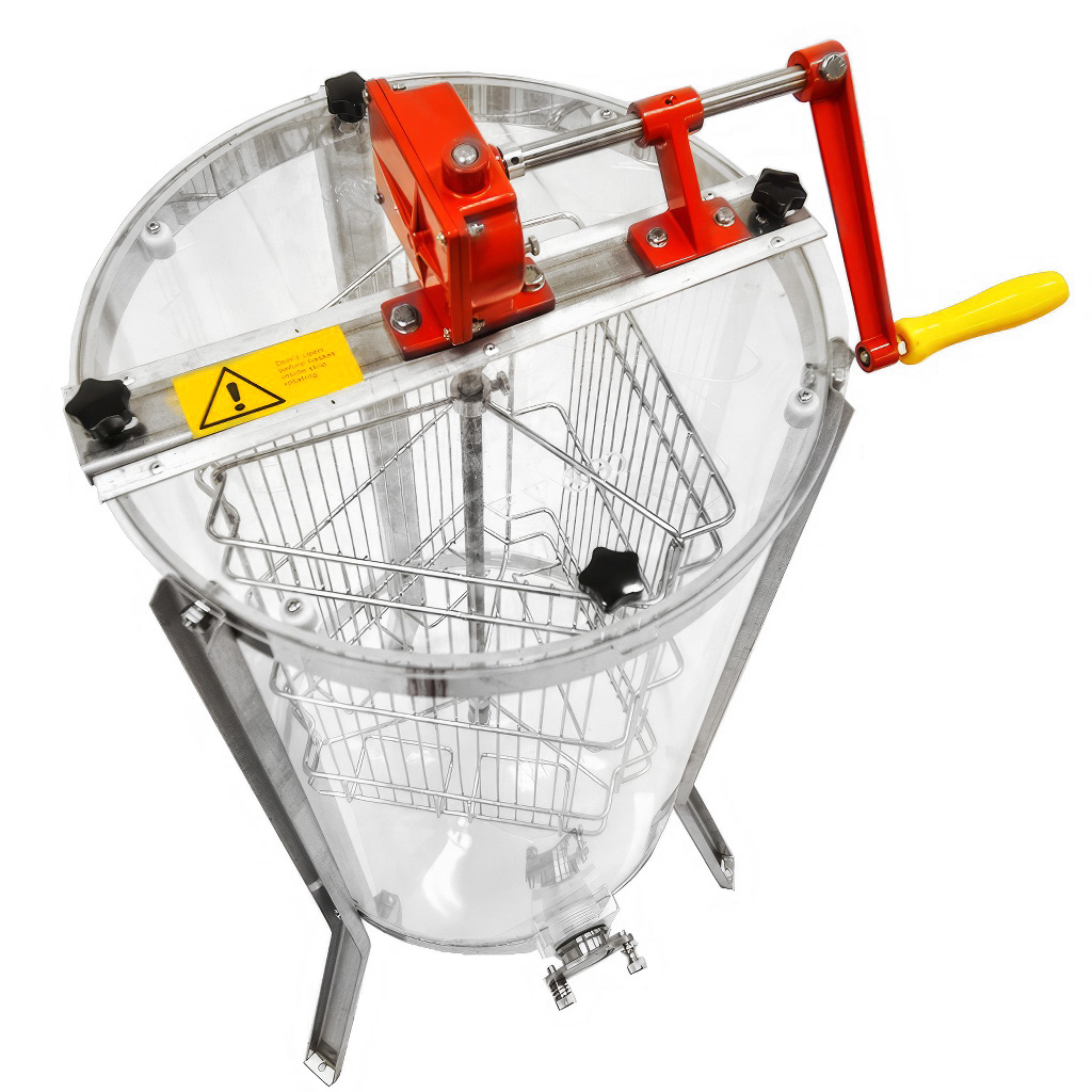 Extractor de miel Mellarius ProLine transparente 3 cuadros manual con manivela grande P40
