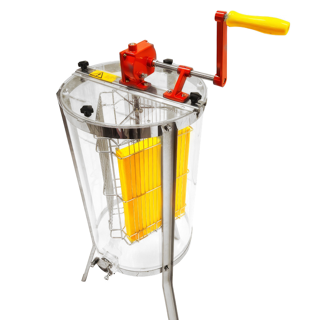 Extractor de miel Mellarius ProLine transparente 3 cuadros manual con manivela grande P40