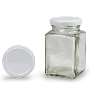 Tarro cuadrado con tapa blanca 260 ml (TO 58)
