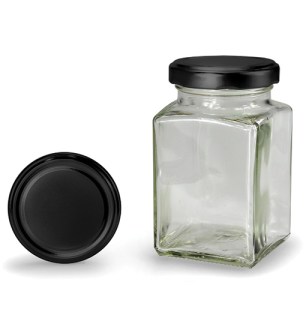 Frasco cuadrado con tapa negra 260 ml (TO 58)