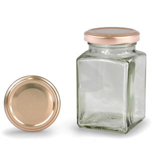 Frasco cuadrado con tapa bronce 260 ml (TO 58)
