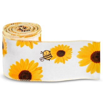 Cinta de regalo girasol con abejita 64 mm