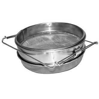 Colador (tamiz) doble inoxidable 24 cm con asas