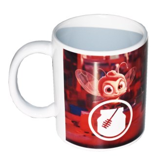 Taza con motivo infantil de niños con miel