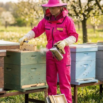 Mono de apicultura PREMIUM rosa Lysoň, talla: S-XXXXL