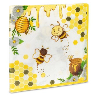 Servilletas de papel Abeja con miel y panal - 20 piezas