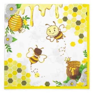 Servilletas de papel Abeja con miel y panal - 20 piezas