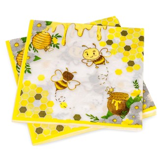 Servilletas de papel Abeja con miel y panal - 20 piezas