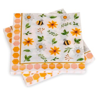 Servilletas de papel Abejas y flores - 20 piezas