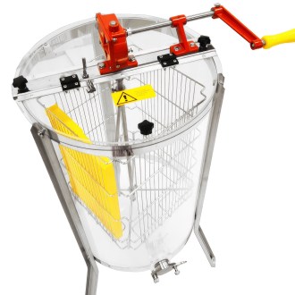 Extractor de miel Mellarius ProLine transparente 4 cuadros manual con manivela grande P45