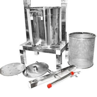 Prensa manual con recipiente para miel y fruta - acero inoxidable - 10 l