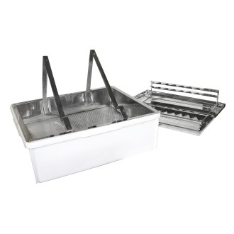 Bandeja de desoperculado ApiNord - acero inoxidable - con soporte para 1 cuadro.