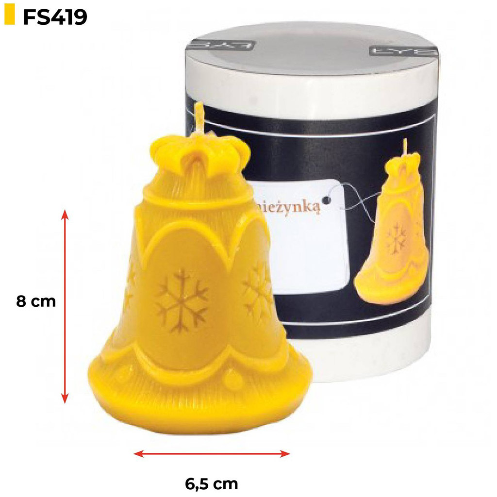 Molde de silicona para velas - campana con copo de nieve - 8 cm - FS419